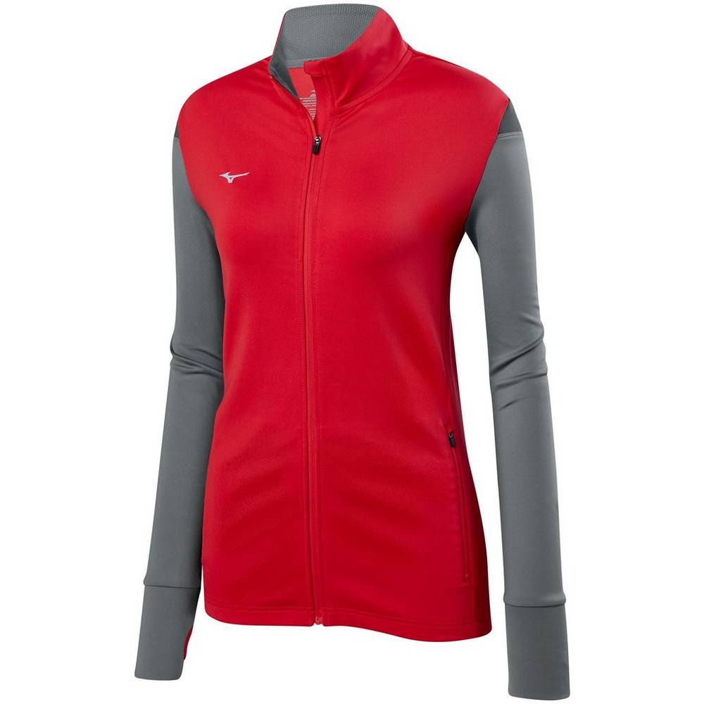 Mizuno Women's Horizon Full Zip Volleyball Jacket Red/Grey (440660-JOU)